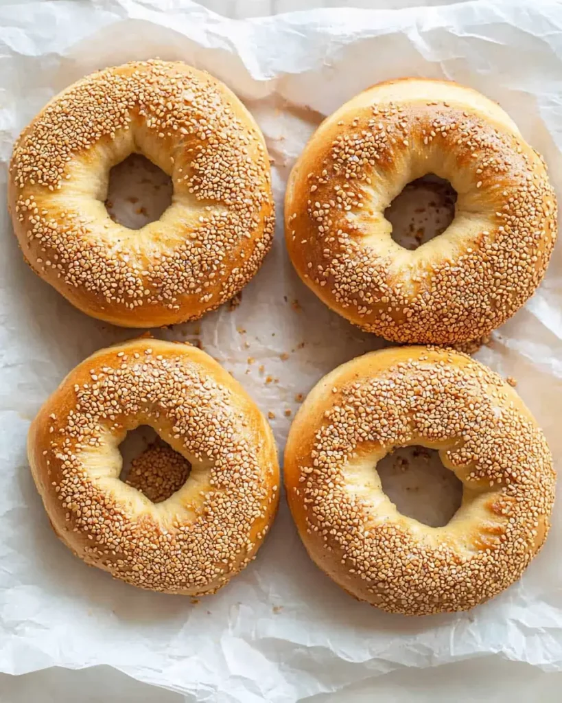 Keto Bagels: The Ultimate Low-Carb Bread Alternative That Tastes Like the Real Thing 6 Four keto bagels with sesame seeds on parchment paper, golden and perfectly round