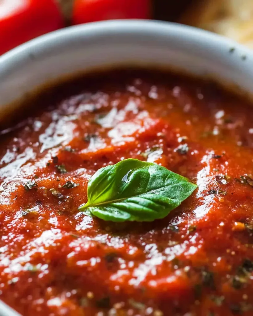 Quick Keto Pizza Sauce: The Best Low-Carb Pizza Sauce Recipes & Store-Bought Picks 7 Close-up of Quick Keto Pizza Sauce with visible herbs and basil